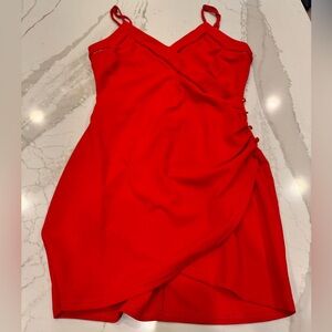 Red spaghetti strap mini dress